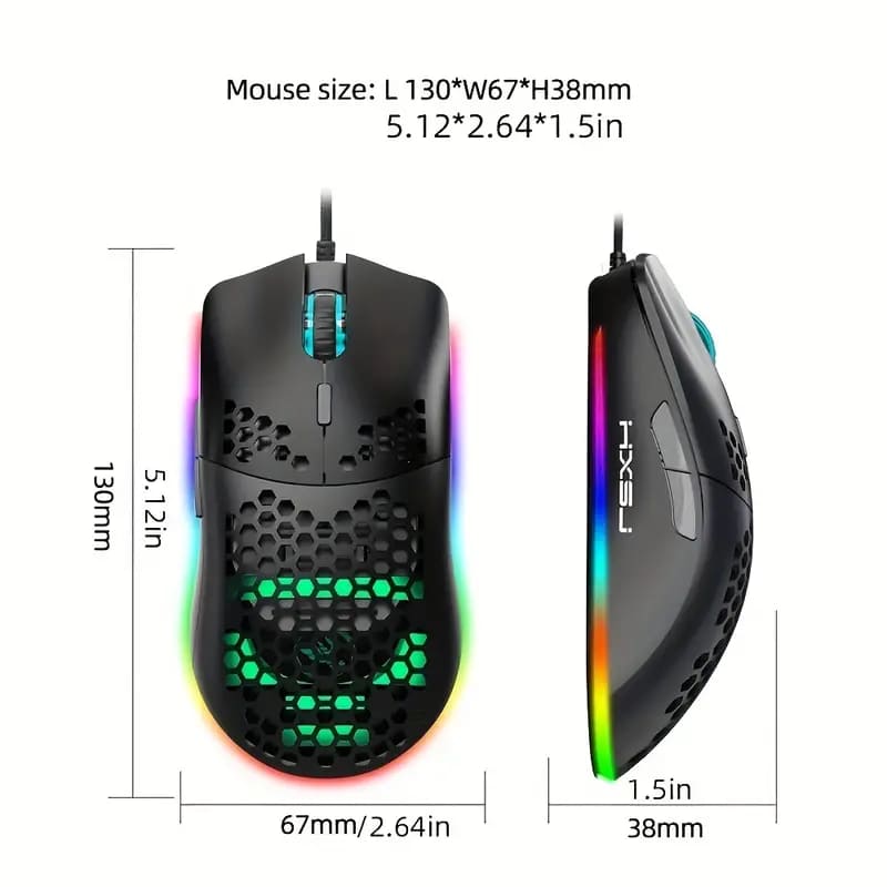 Adjustable DPI RGB Wired Gaming Mouse